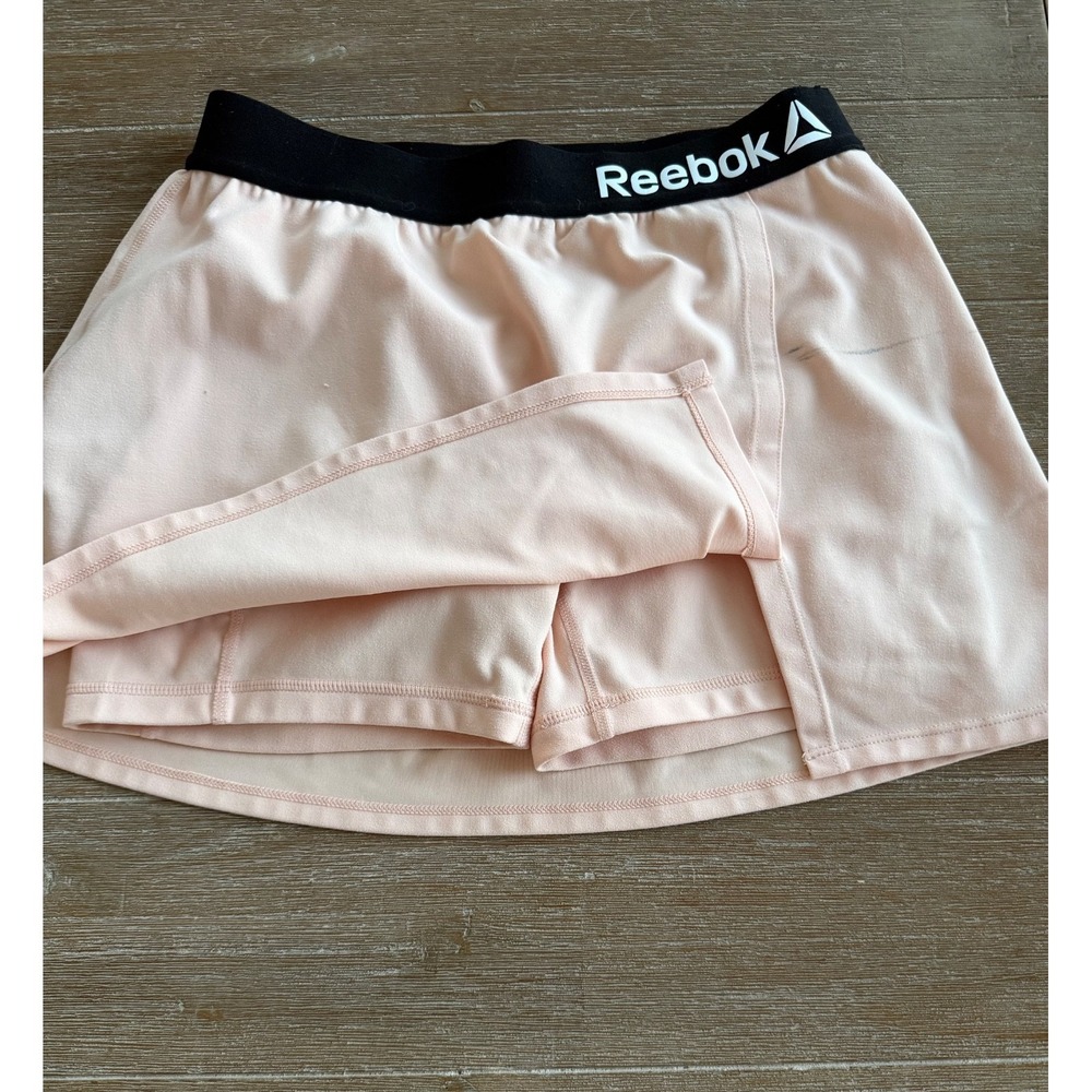 Reebok Womens Tennis Skort Pockets Built-In Shorts Sz XS Light Peach Color FLAW - Picture 2 of 10